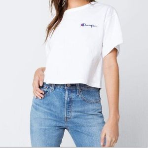 White Cropped Champion Shirt